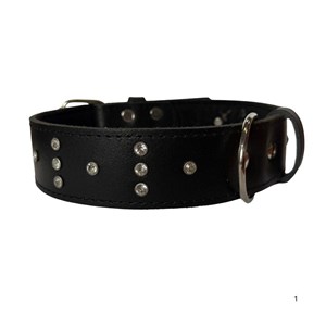 OBROŻA SKÓRZANA CYRKONIA 40mm/57cm CZARNA