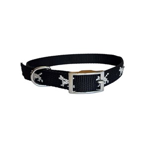 OBROŻA TAŚMA PIES 20mm/57cm CZAR.Z BIAŁYM.PSEM