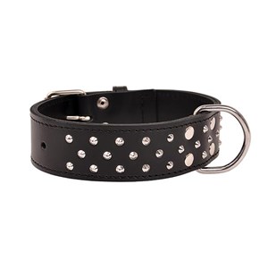 OBROŻA SKÓRZANA PODWÓJNA ĆWIEK 50mm/60cm CZARNA