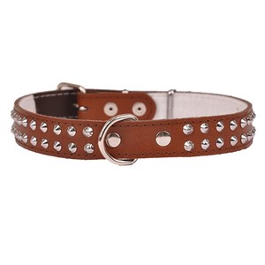 OBROŻA SKÓRZANA ĆWIEK DWURZĘDOWA 25mm/59cm BRĄZOWA
