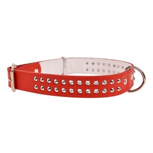 OBROŻA SKÓRZANA ĆWIEK DWURZĘDOWA 25mm/59cm CZERWON