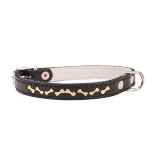 OBROŻA SKÓRZANA OZDOBNA KOSTKA 12mm/32cm CZARNA