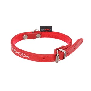 OBROŻA SKÓRZANA OZDOBNA RYBKA 12mm/32cm CZERWONA