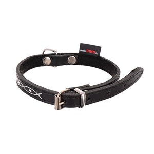 OBROŻA SKÓRZANA OZDOBNA RYBKA 12mm/32cm CZARNA