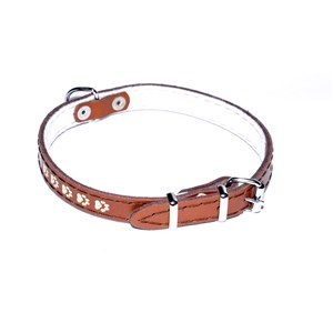 OBROŻA SKÓRZANA OZDOBNA ŁAPKA 18mm/43cm BRĄZOWA