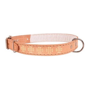 OBROŻA SKÓRZANA OZDOBNA KRZYŻ 30mm/74cm NATURA