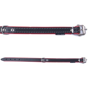 OBROŻA SKÓRZANA PREMIUM 20mm/47cm CZARNA/CZERWONA